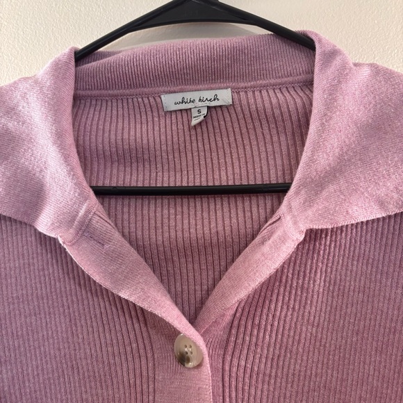 White Birch Mauve Ribbed Oversized Henley Collared Pullover Sweater Top - Picture 2 of 8